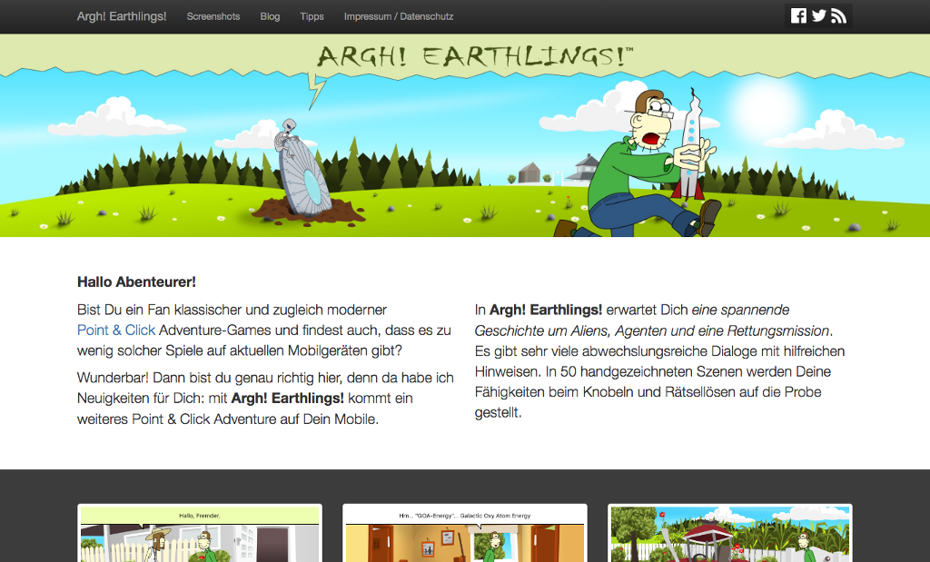 Neue Website für Argh! Earthlings!