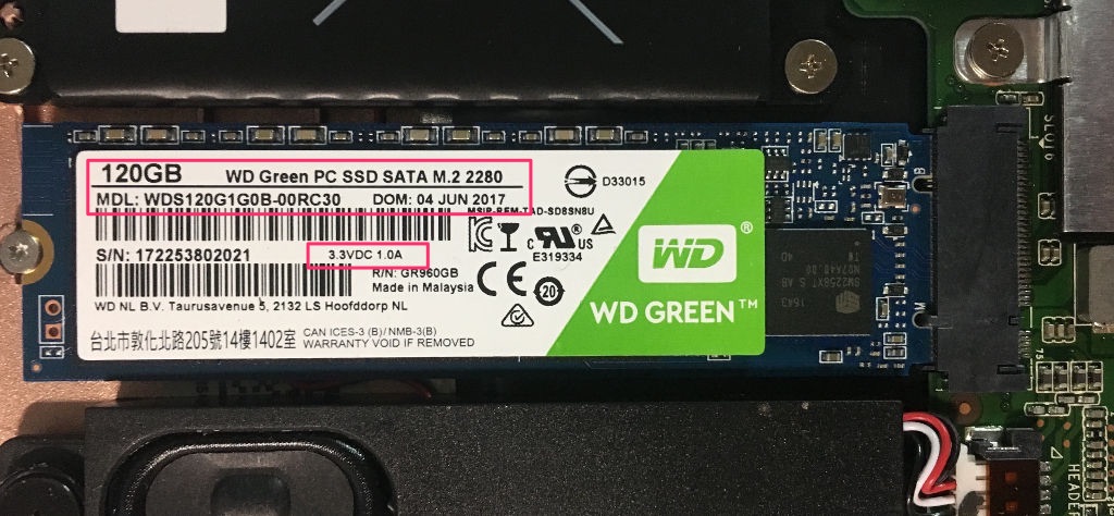 WD Green 120GB SSD mit 3.3V und 1A