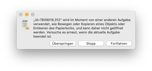 Die Meldung vom blockierten Papierkorb nervt!