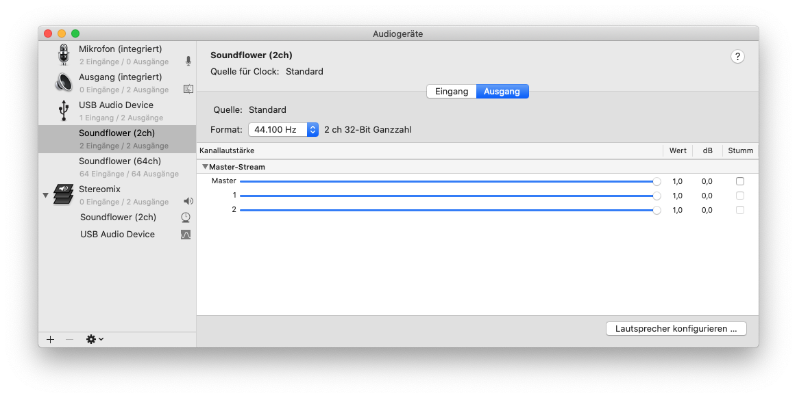 Audiofluss-Steuerung per audio-midi-setup #1