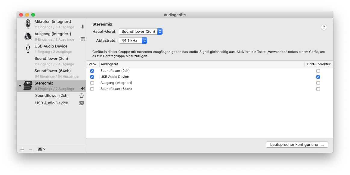 Audiofluss-Steuerung per audio-midi-setup #2