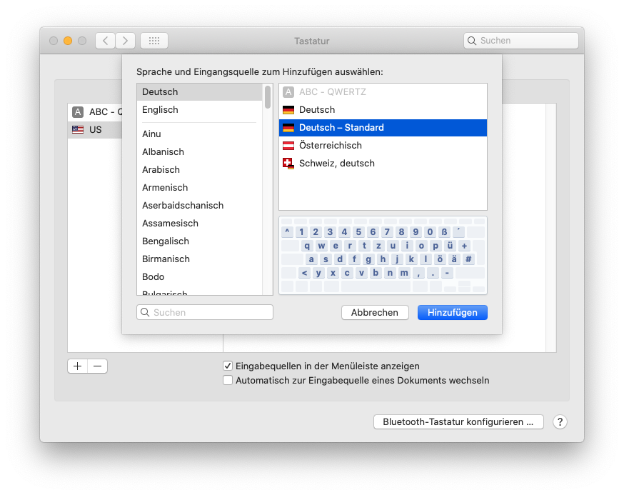 Setup für Tastatur-Einstellungen unter macOS